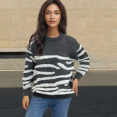 Oversize-Strickpullover mit Zebramuster im Grunge-Stil